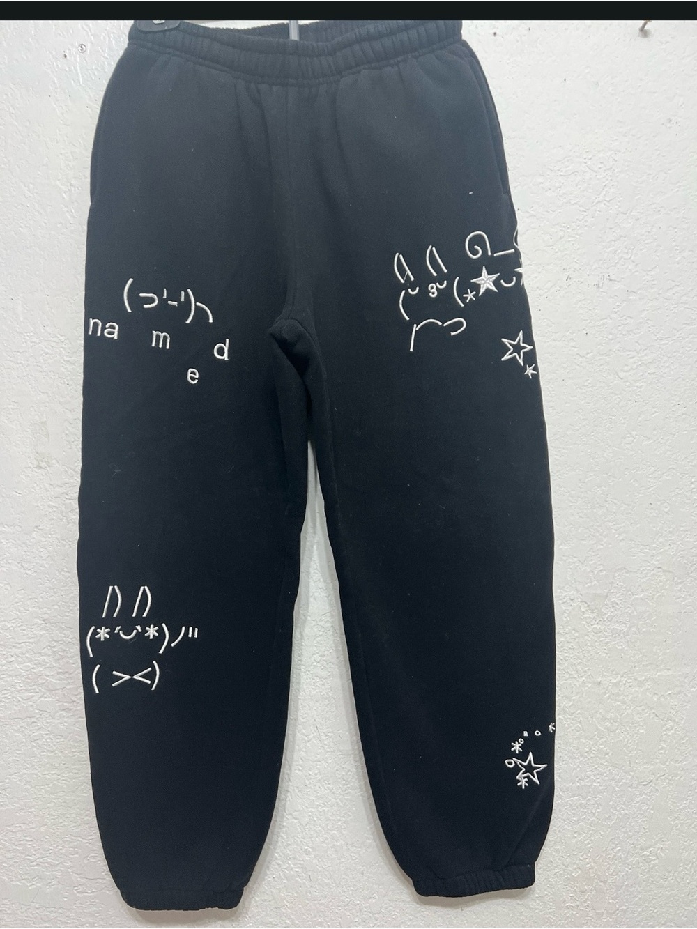 Black Graphic Emoji Jogger Sweatpants for Women